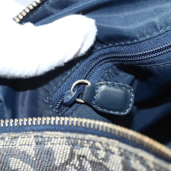 Christian Dior Trotter Canvas Boston Bag Navy Gold Auth 126426 - Picture 13 of 16